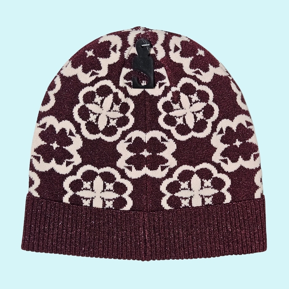 Bundle Kate Spade Wool Blend Arabesque Beanie & Arm Warmers English Rose Floral - Picture 5 of 9